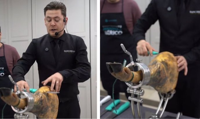 Víctor Sanchego, maestro jamonero, explica paso a paso cómo cortar bien una pata de jamón en casa: "Así se empieza"